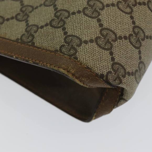 GUCCI GG Supreme Web Sherry Line Clutch Bag PVC Leather Beige Red Auth 84566 - Picture 14 of 16